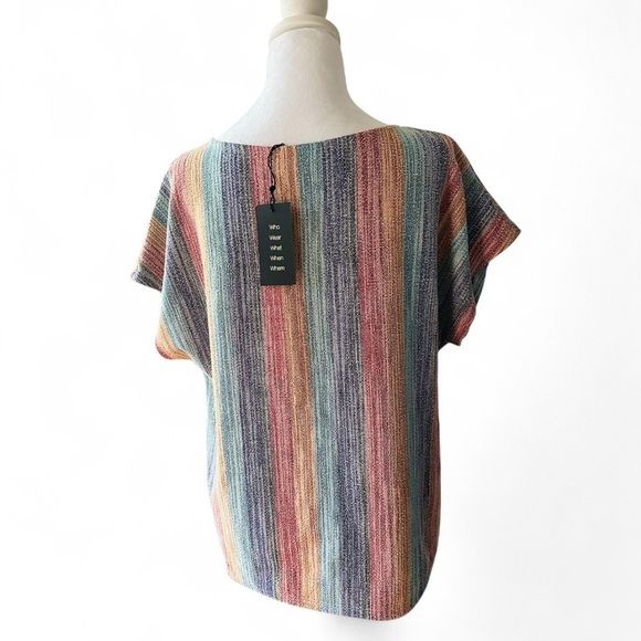 New Anthropologie W5 Women's Shirt Knit Top Size Medium with Tie Front Stripe - Picture 3 of 6